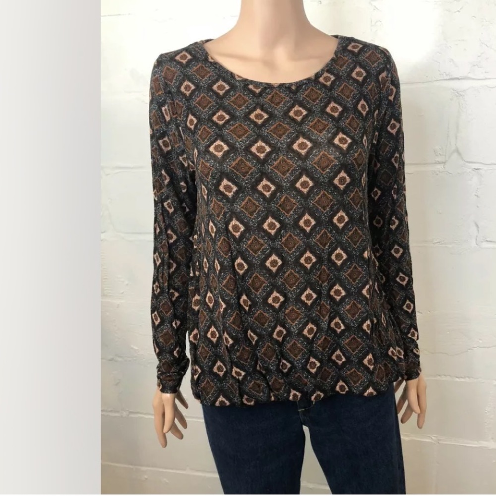 Willi Smith Semi Sheer Geometric Print Top